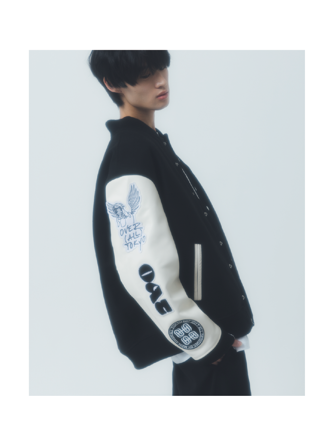 "NEXT LEVEL" Stadium Jacket BLACK x WHITE