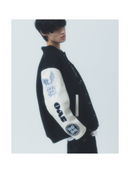 "NEXT LEVEL" Stadium Jacket BLACK x WHITE