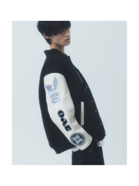 "NEXT LEVEL" Stadium Jacket BLACK x WHITE