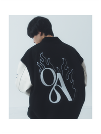 "NEXT LEVEL" Stadium Jacket BLACK x WHITE