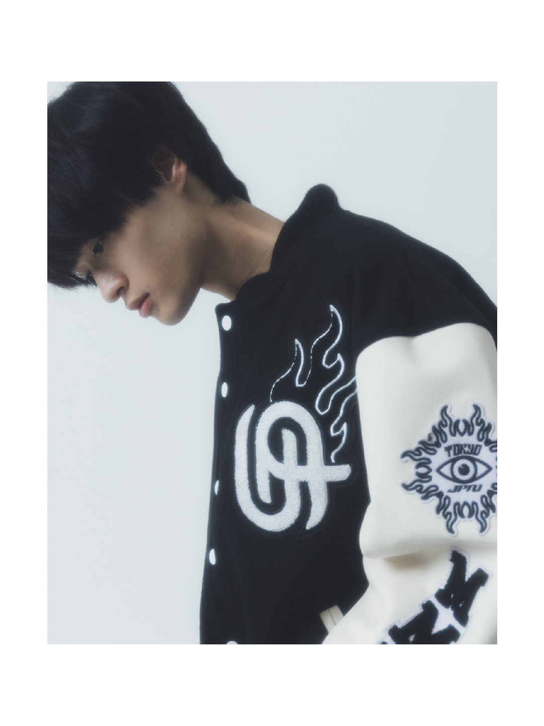 "NEXT LEVEL" Stadium Jacket BLACK x WHITE