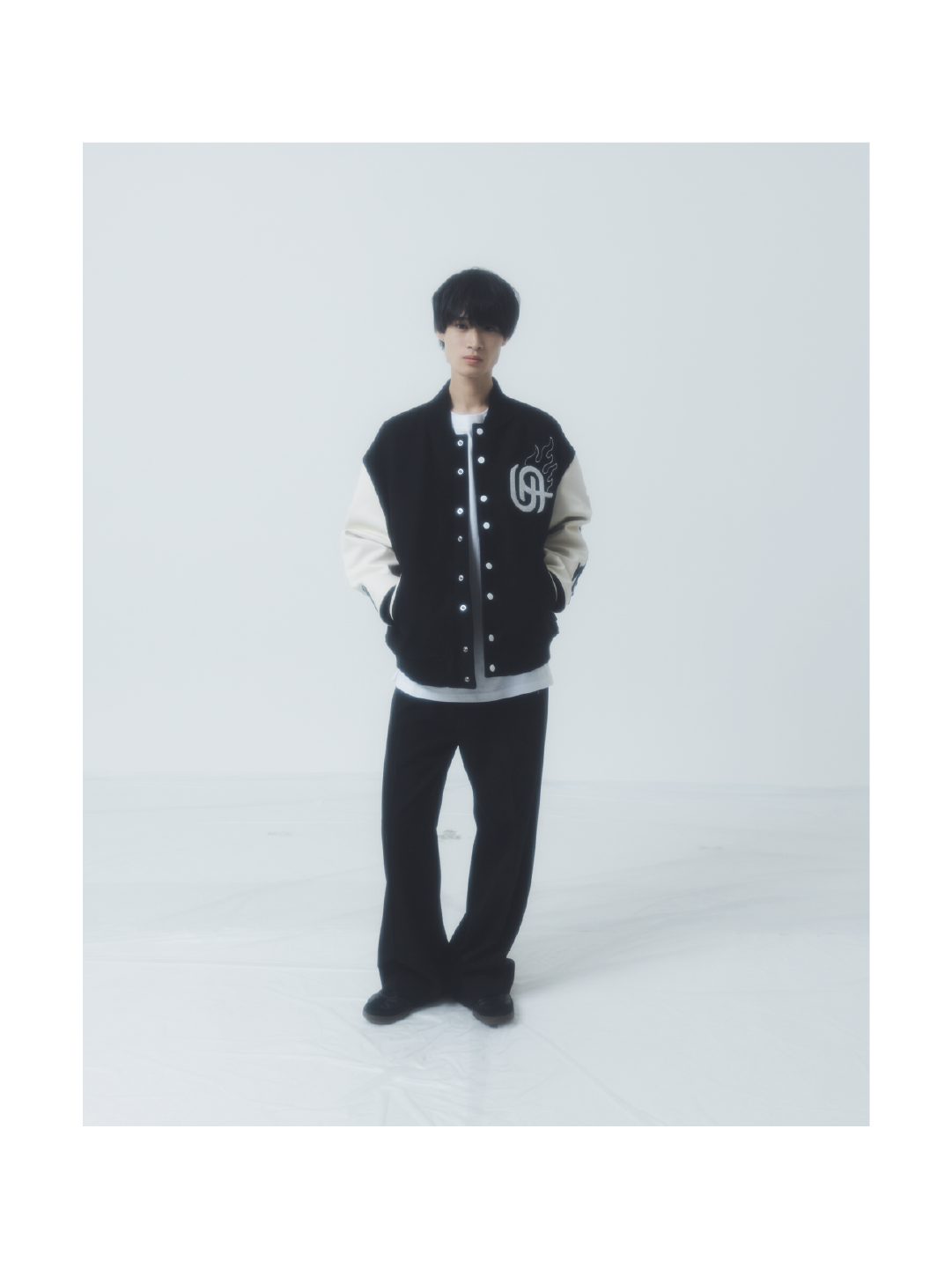 "NEXT LEVEL" Stadium Jacket BLACK x WHITE