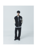 "NEXT LEVEL" Stadium Jacket BLACK x WHITE