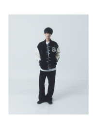 "NEXT LEVEL" Stadium Jacket BLACK x WHITE