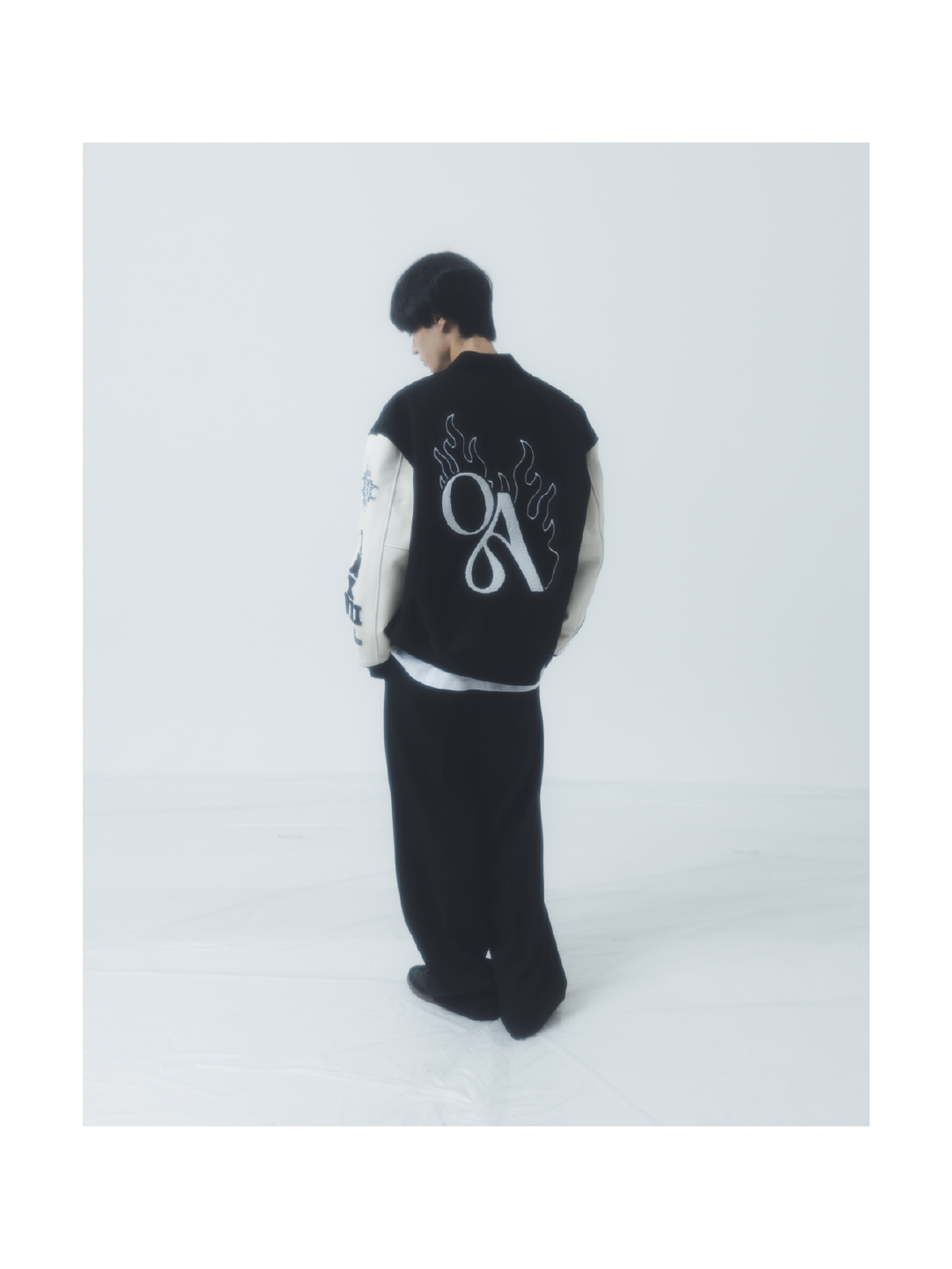 "NEXT LEVEL" Stadium Jacket BLACK x WHITE