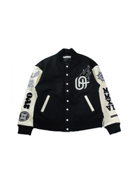 "NEXT LEVEL" Stadium Jacket BLACK x WHITE
