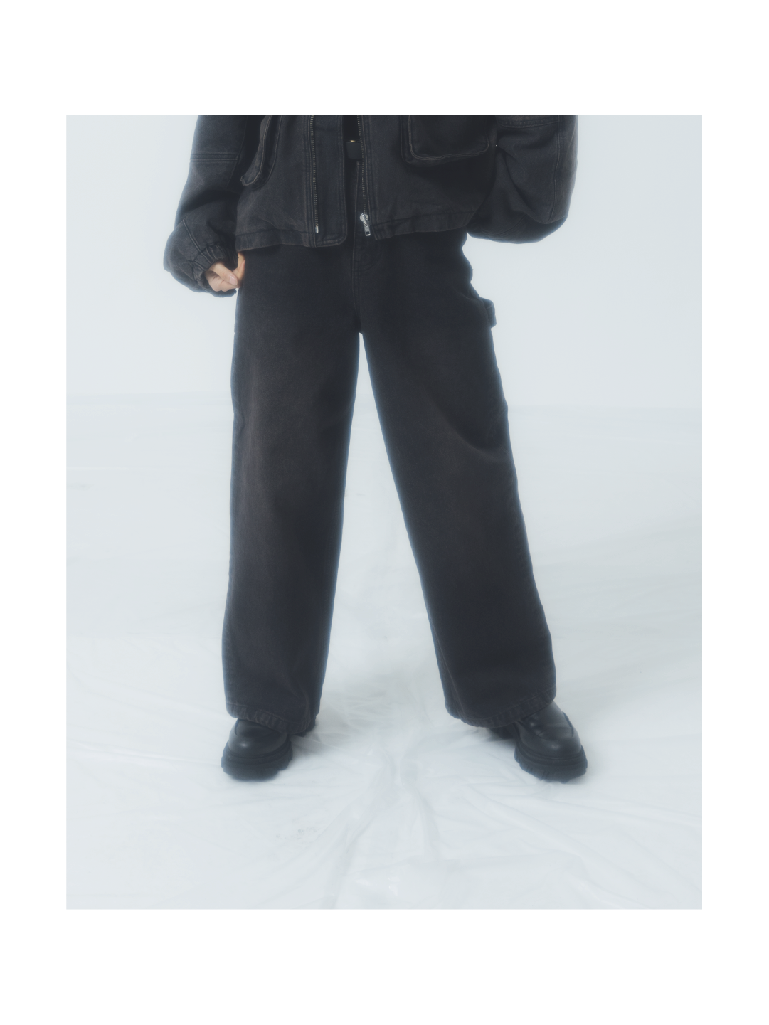 "NEW ROOTS" Denim Pants BLACK